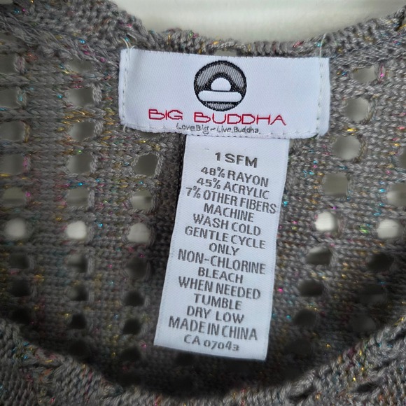 Big Buddha Gray & Rainbow Metallic One-Size Open Knitted Yoga Poncho - Picture 6 of 6